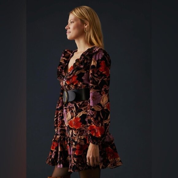 Anthropologie, Women’s Pilcro Tiered Corduroy Dress - Black Motif. Size: S. NWT - Picture 9 of 10